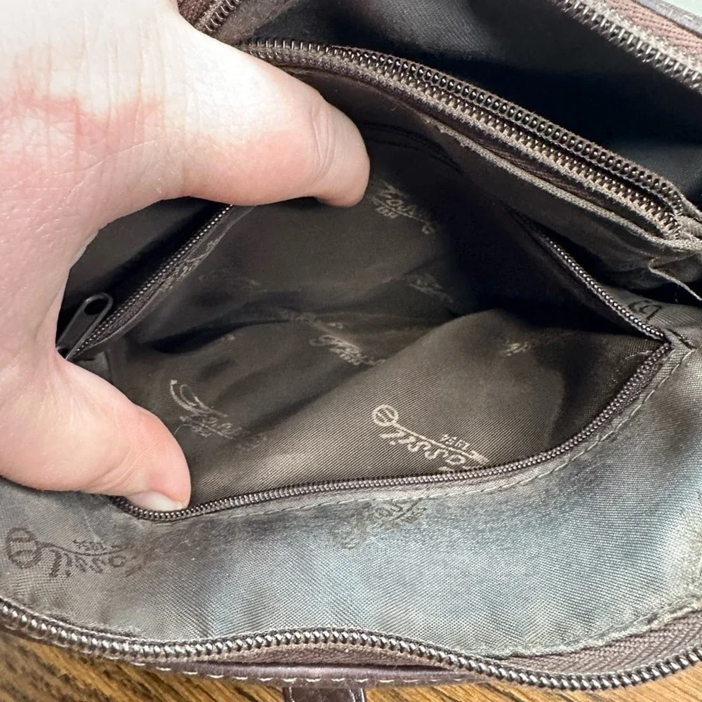 Fossil‎ Shoulder Bag in Brown Leather with Silver Hardware